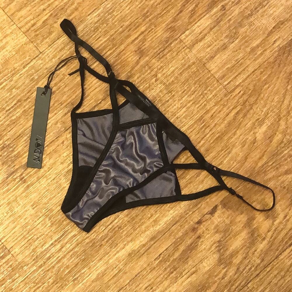 Dolls Kill x Widow Black and Gray Slinky Spandex Undies Underwear Size Medium